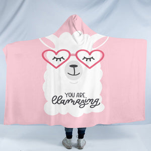 Llamazing Pink SW1621 Hooded Blanket