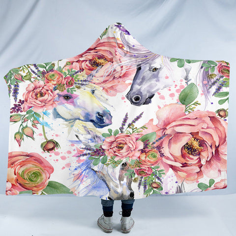Image of Rosy Horses SW1645 Hooded Blanket