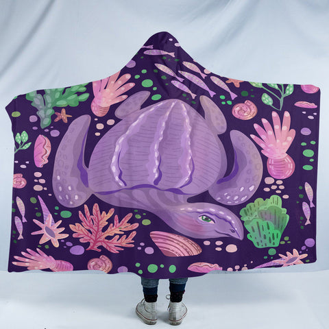 Image of Purple Turtle SW2521 Hooded Blanket