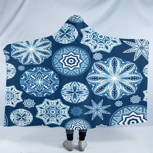 Icy Flower Motif SW1846 Hooded Blanket