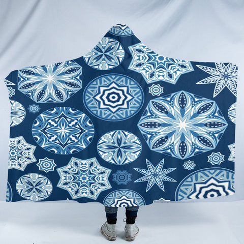 Image of Icy Flower Motif SW1846 Hooded Blanket