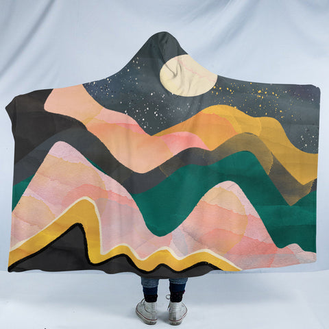 Image of Moon & Mountains SW2386 Hooded Blanket