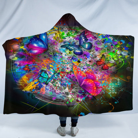 Image of Colorful Butterflies SW1646 Hooded Blanket