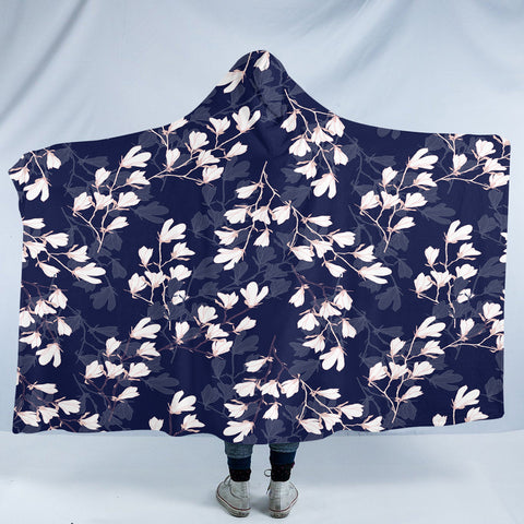 Image of White Flower SW2241 Hooded Blanket