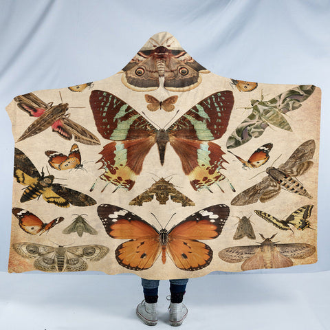 Image of Moth Motif SW1893 Hooded Blanket