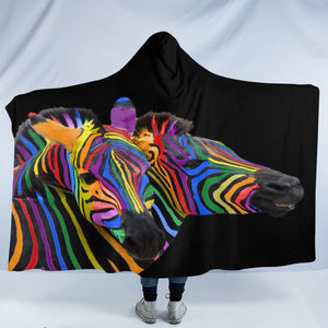 Multicolored Zebras SW1668 Hooded Blanket