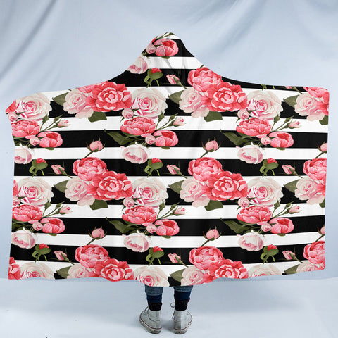 Image of Rose Stripe SW2484 Hooded Blanket