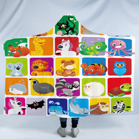 Image of Animal Boxes SW1707 Hooded Blanket