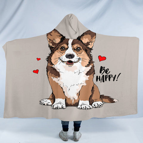 Image of Be Happy Corgi SW2520 Hooded Blanket