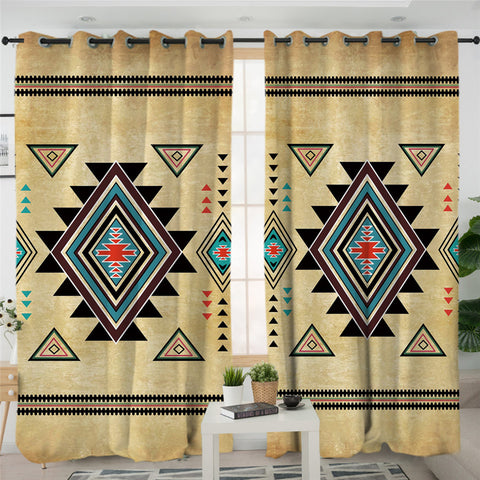 Image of Native American Style Themed 2 Panel Curtains