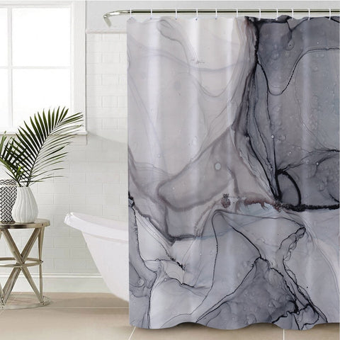 Image of Marble Themed Tiles Shower Curtain