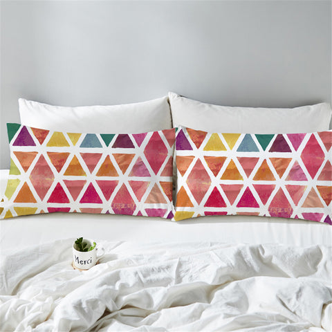 Image of Colorful Triangle Pattern Pillowcase