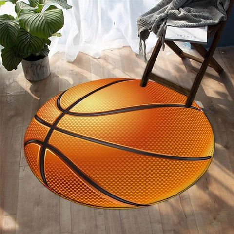 Image of Basketball Sport Ball Area Rug Round Carpet