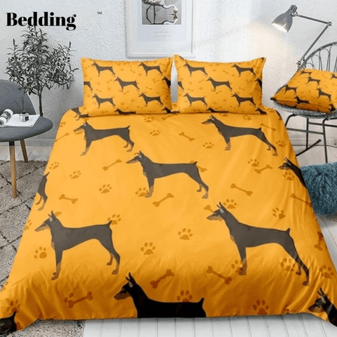Image of Black Dogs Orange Comforter Set - Beddingify