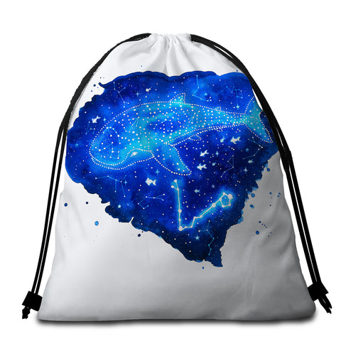 Image of Cetus Constellation Round Beach Towel Set - Beddingify
