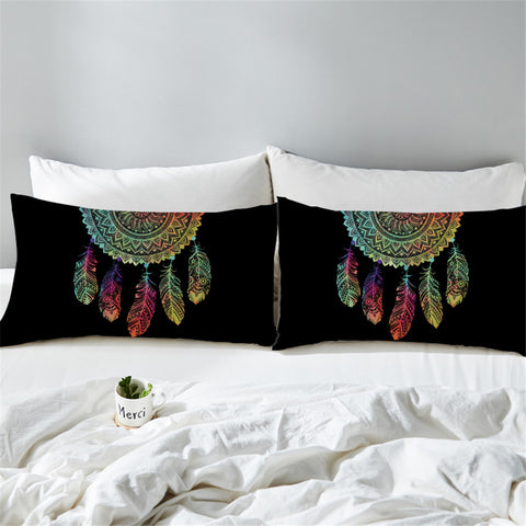 Image of Faded Color Half Dream Catcher Black Pillowcase