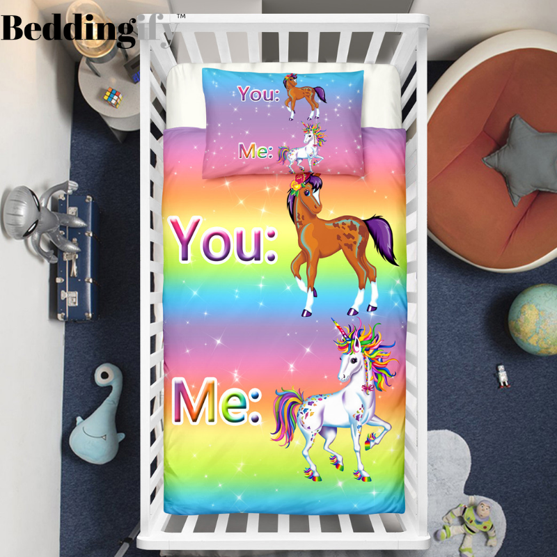 You and Me Unicorn Crib Bedding Set - Beddingify