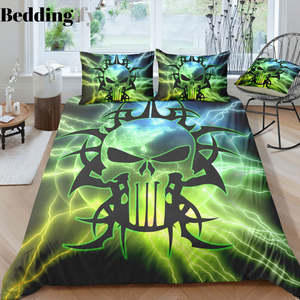 "Green Warning" Skull Bedding Set - Beddingify