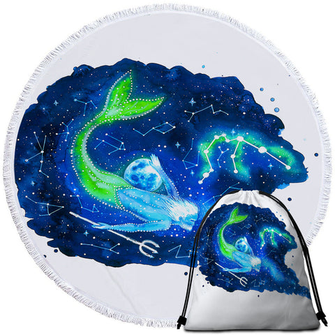 Image of Poseidon Constellation Round Beach Towel Set - Beddingify