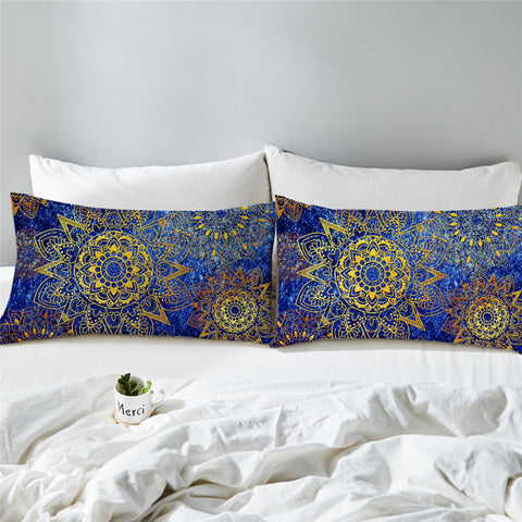 Image of Stylized Suns Blue Pillowcase