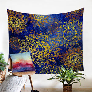 Stylized Suns Blue Tapestry - Beddingify
