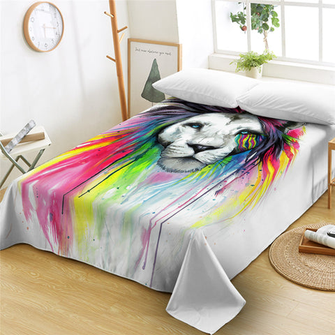 Image of Pixie Color Drip Lion Flat Sheet - Beddingify