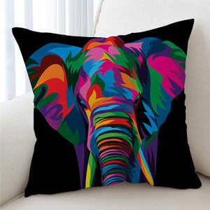 Multicolor Elephant Black Cushion Cover - Beddingify