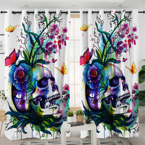 Image of Pixie Skull 2 Panel Curtains