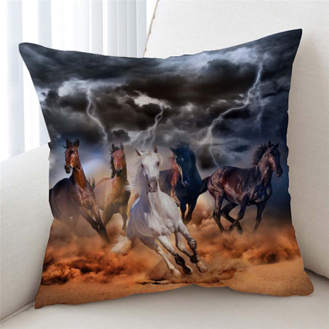 Image of 3D Thunder Horses Cushion Cover - Beddingify