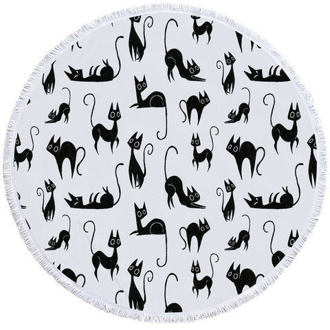 Image of A Cat's Thing Round Beach Towel Set - Beddingify