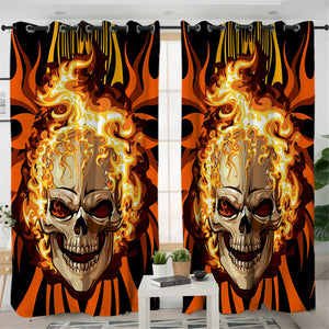 Flame Skull SCU0117939386 2 Panel Curtains