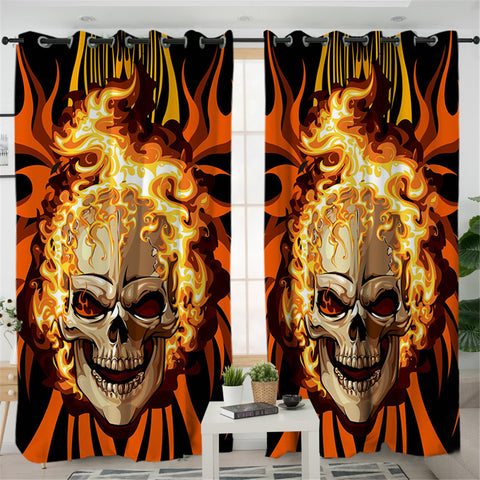 Image of Flame Skull SCU0117939386 2 Panel Curtains