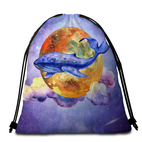Image of Moon Whale Round Beach Towel Set