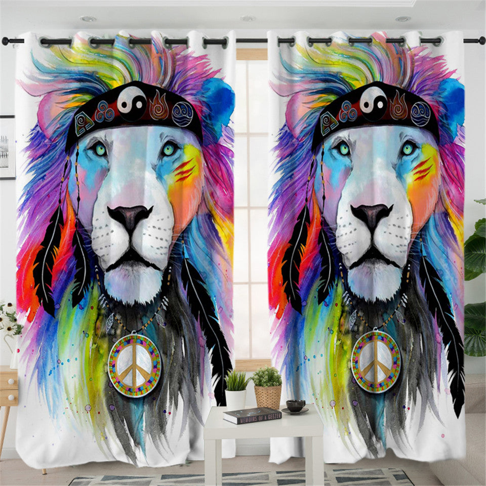 Mythical Lion 2 Panel Curtains