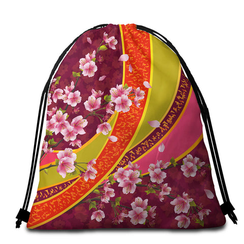 Image of Cherry Blossom Round Beach Towel Set - Beddingify