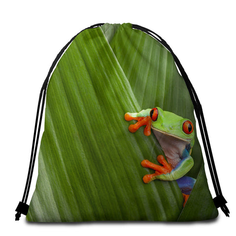 Image of Tree Frog Round Beach Towel Set - Beddingify