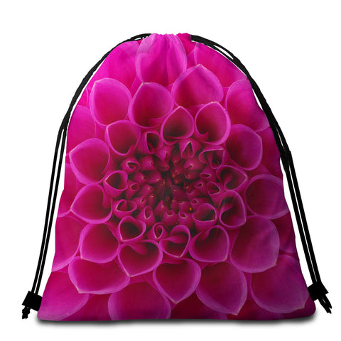 Image of Flower Pattern Pink Round Beach Towel Set - Beddingify