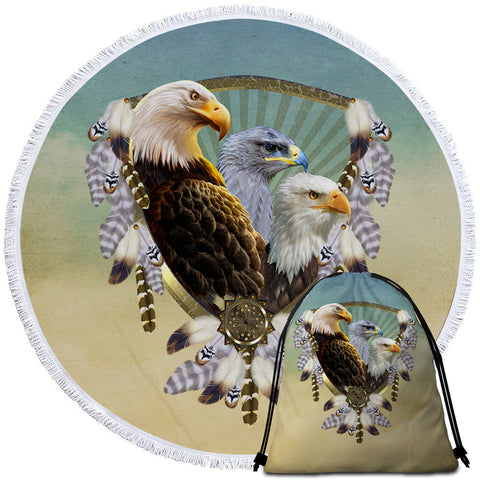 Image of An Aerie Of Eagles Round Beach Towel Set - Beddingify