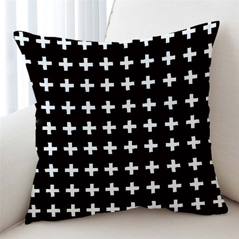 Image of Cross Pattern Black Cushion Cover - Beddingify