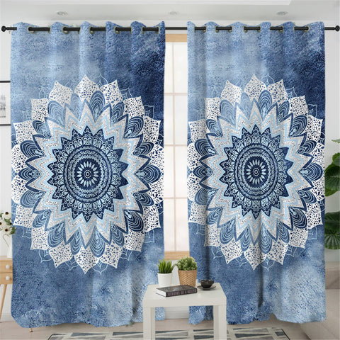 Image of Blue Mandala 2 Panel Curtains
