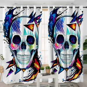 Pixie Stylized Skull 2 Panel Curtains
