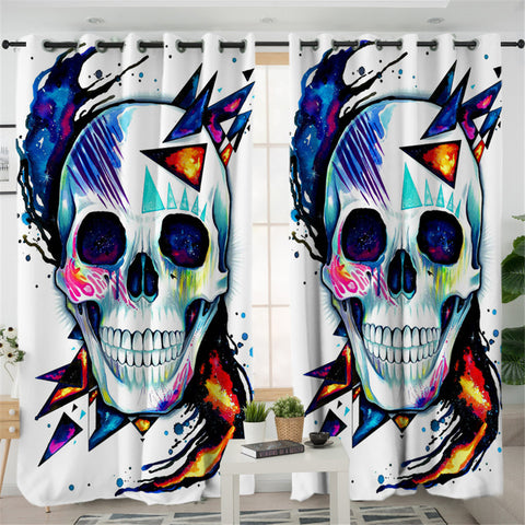 Image of Pixie Stylized Skull 2 Panel Curtains