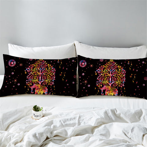 Image of Gaudy Tree Of Life Black Pillowcase