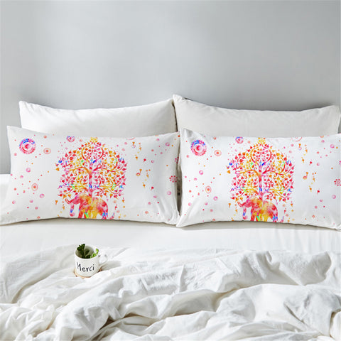 Image of Gaudy Tree Of Life White Pillowcase