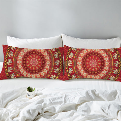 Image of Warm Color Mandala Motif Pillowcase