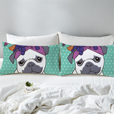 Image of Fruit Hat Pug Pillowcase