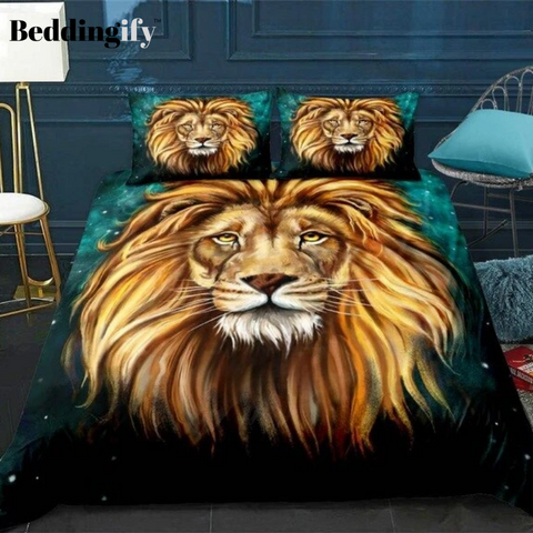 Image of Gold Lion Head Bedding Set - Beddingify