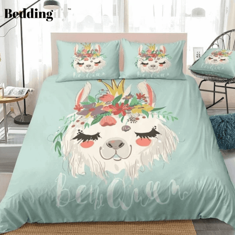 Image of Llama With Flower Bedding Set - Beddingify