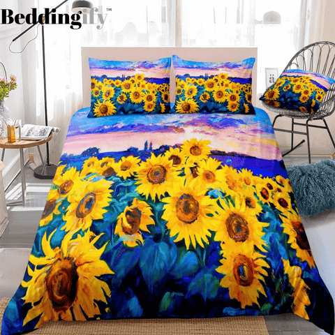 Image of Oil Painting Sunflowers Bedding Set - Beddingify