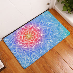 Mandala Flower On Leaves Door Mat